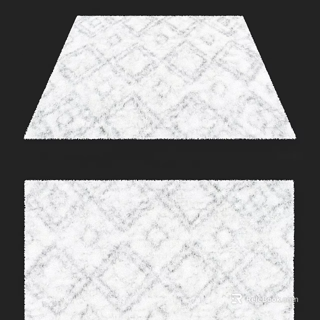 Square Carpet With Diamond Pattern White And Gray Plush Texture Modern Home Decor 3d model