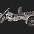 Vintage Motorcycle With Sidecar Black Seat Metal Frame And Rustic Look