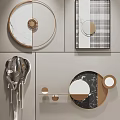 Modern Wall Decor With Circular Marble Elements And Geometric Metal Frames 3d model