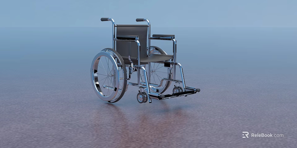 Durable Medical Wheelchair With Metal Frame And Large Wheels For Mobility Assistance 3d model 