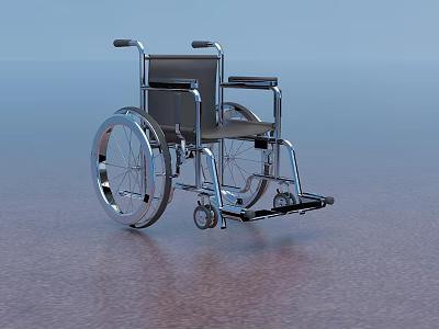 Durable Medical Wheelchair With Metal Frame And Large Wheels For Mobility Assistance 3d model