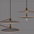 Elegant Modern Pendant Lights With Brass Curved Frame Circular Shades And Illuminated Bulbs