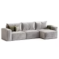 Elegant Modern L Shaped Velvet Sofas With Beige Gray Tones And Accent Pillows 3d model