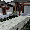 Ancient Chinese Architecture With Traditional Curved Roofs Yellow Walls And Red Gates