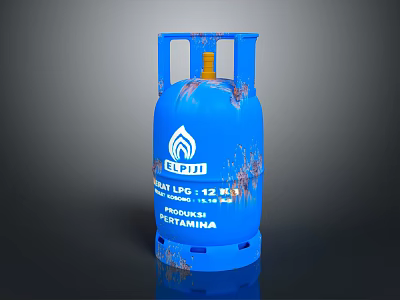 Blue WEIJI LPG Cylinder 12 kg Capacity With Rust Marks And Propane Butane 3d model