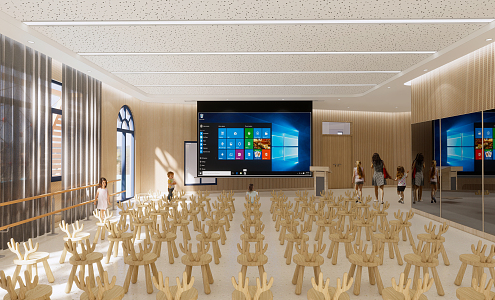 Dance room of kindergarten lecture hall 3d model