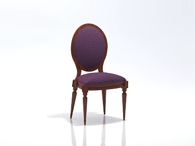 Classic Purple Upholstered Dining Chair With Wooden Frame And Oval Backrest Design 3d model