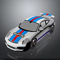 Sports Car With MARTINI Logo And Red White Blue Stripes Racing Exterior Design