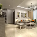 Modern Bright Living Room Interior With Elegant TV Wall Chandelier And Comfortable Soft Furnishings