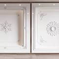 Elegant White Ceiling Design With Ornate Decorative Patterns And Recessed Lights