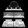 Luxury Jewelry Display Design Featuring Carved Circular Motif Latticed Screens And Trays