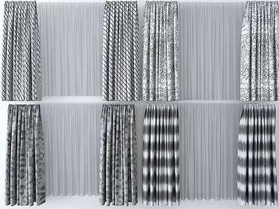 Various Stylish Curtain Designs With Different Patterns And Textures For Home Decor 3d model