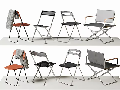 Modern Dining Chairs With Metal Frame Fabric Seats Orange Black Gray Colors And Towel Accent 3d model