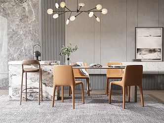 Modern Dining Table and Chair Combination Home 3d model