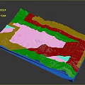 3D Topographic Terrain Model Featuring Snowy Mountains Rivers And Mountain Ranges