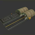 Dual Lane Arched Tunnel Entrances With Road Markings And Red Traffic Cones