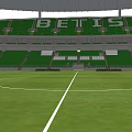 Football Stadium With Green Stands BETIS Lettering And Grass Field White Lines