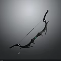 3D Modeled Black Sleek Archery Bow Weapon With Green Accents And Modern Design