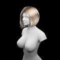 Game Movie Female Character 3D Upper Body Model With Blonde Short Hair And Black Background