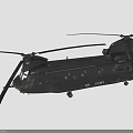 Black US Army Military Helicopter With Twin Rotor And Heavy Transport Design