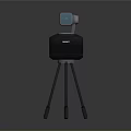 Modern Black Electronic Projector Appliance On Tripod Stand For Home Use