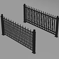 Black Decorative Metal Railing With Spiked Top And Ornamental Patterns For Garden