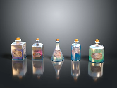 Household Decorative Glass Bottles With Various Shapes And Colorful Designs For Home 3d model