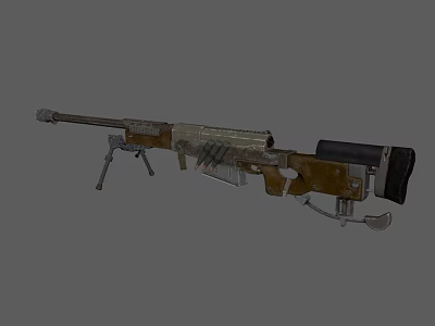 Tactical Sniper Rifle With Long Barrel Tripod Stand And Magazine 3d model