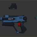 Futuristic Blue Delta Sci Fi Weapon With Detachable Components And Parts