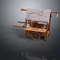 Wooden Mobile Vendor Cart With Canvas Awning Hanging Lanterns And Wheels