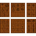 Elegant Wooden Wall Decor With Tree Shape Patterns In Multiple Frames 3d model