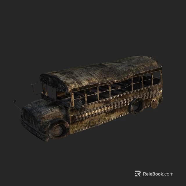 Rusty Old Utility Vehicle Bus With Weathered Exterior And Vintage Design 3d model 