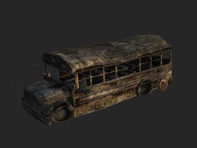 Rusty Old Utility Vehicle Bus With Weathered Exterior And Vintage Design 3d model