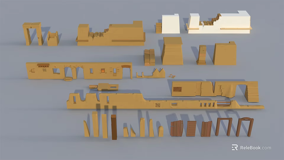 Colorful Building Model Components With Various Shapes And Wooden Blocks For DIY Projects 3d model 