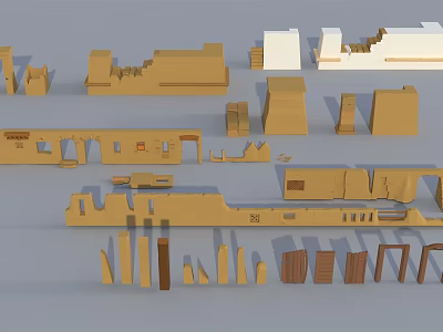 Colorful Building Model Components With Various Shapes And Wooden Blocks For DIY Projects 3d model