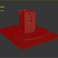 Traditional Stone Brick Tower Model Featuring Small Windows Grass Base And Stone Wall 3d model