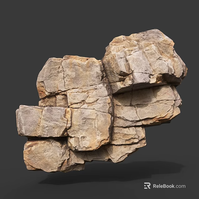 Stacked Rocks With Natural Texture And Gray Background For Decorative 3d model 