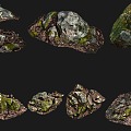 modern stone moss rock ground forest stone forest stone gravel 3d model