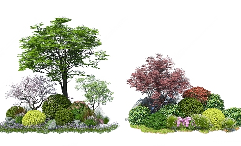 Shrubs Trees Flowers and Plants Combination Spherical Shrub Plant Group Garden Landscape Greening Landscaping Plant Group 3d model