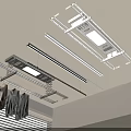 Ceiling Mounted Clothes Drying Rack With Metal Bars And Hanging Clothes 3d model
