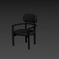 Modern Black Solid Wood Dining Chair With Curved Armrests Comfortable Upholstered Seat And Backrest