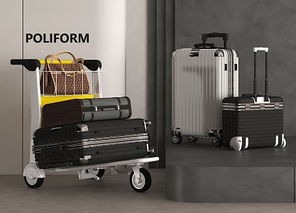 Modern luggage trolley suitcase 3d model