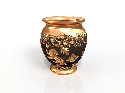Gorgeous Style Decorative Vase Decorative Vase Golden Vase Black Vase Horse Decorative Vase Floral Pattern Luxury Decorative Classical Vase 3 Vase 3d model