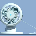 Modern White Air Cooling Fan With Circular Blades Stable Base And Power Cord