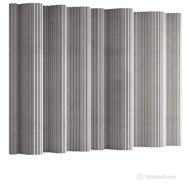 Modern Gray Background Wall With Vertical Pleated Stripes And Textured Design 3d model 