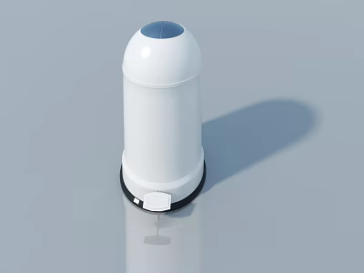 Sleek White Swing Door Trash Bin With Black Base And Blue Lid Design 3d model