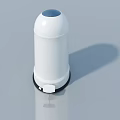Sleek White Swing Door Trash Bin With Black Base And Blue Lid Design