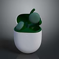 Computer Wireless Headphones with Green Earbuds and White Charging Case Modern Design