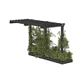 Outdoor Garden Pergola Structure With Wooden Posts And Lush Green Climbing Plants