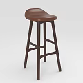 Modern Bar Stool With Brown Leather Seat And Dark Wooden Legs Design